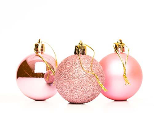 60mm/18Pcs Christmas Baubles Shatterproof Pale Pink, Christmas Tree Decorations Ball Ornaments Balls Xmas Hanging Decorations Holiday Decor - Shiny,Matte,Glitter