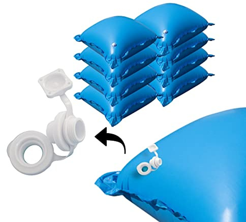 8X EVOLUTION® Poolkissen für Poolabdeckung Winter - Aufblasbare Luftkissen mit Luftstopventil inkl. 4 Ösen - Pool Ballon Schutz zur Überwinterung Poolplane Winterfest Kuppel Abdeckung Pillow Garten