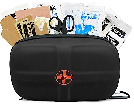 RHINO RESCUE Mini Erste-Hilfe-Kit, kleines wasserdichtes tragbares Notfall-Camping-Essentials für Reisen, Zuhause, Auto, Studentenwohnheim, Camping, Wandern (Schwarz)