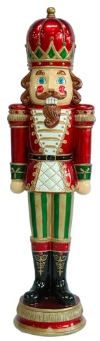 Friz Schiaccianoci di Natale Gigante 180cm JOHN, Soldato Schiaccianoci di Natale in Resina con Luci LED per uso Interno ed Esterno