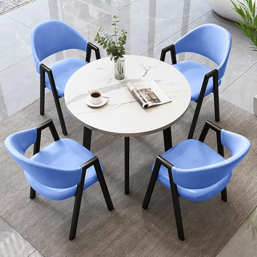 Rundes Esszimmertisch-Set Für 4 Personen, Besprechungstisch Mit Stühlen, EIN Tisch Vier Stühle, Tischdurchmesser 80 cm, Rezeption Tisch Und Stuhl Kombination, Für Esszimmer, Café Und Kleine Räume (Co