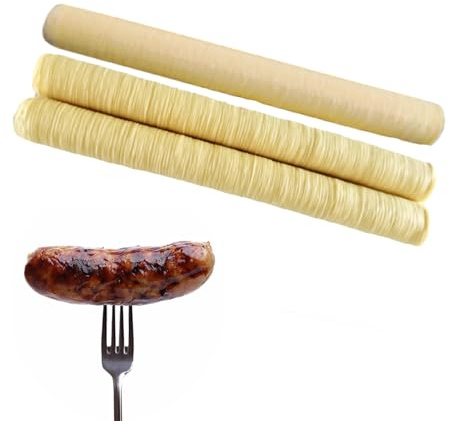 Visiblurry Wursthüllen,14M X 26MM Kunstdarm,Kollagenhüllen,Trockenes Schweinewursthüllenrohr Für Wurstherstellermaschine,Essbare Kollagen-Hülle Wurst,Kollagenhüllen Die Wurstherstellung (3 Stück)