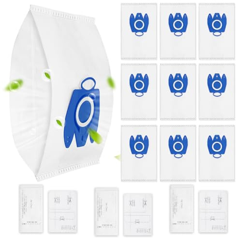 KEEPOW 10 Pack Vacuum Cleaner Bags for Miele Classic C1, Complete C3 C2 C1 | S227 S240 S270 S280 S400, S2 S5 S8 Series, GN 3D Efficiency Hoover Bags, with 3 Filter Sets