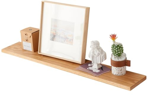 TREOAKWIS Wandregal Eiche Massiv, 60CM Schweberegal Regalbrett Holz | Schweberegal Eiche Regale Naturholz für Haus, Wohnzimmer, Kinderzimmer, Schlafzimmer, Bad, Büro