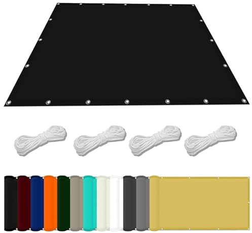 Sonnenschutz Segel 1.9 x 2 m Wasserdicht Sonnenschutz Balkon Reißfest UV-Schutz nach Mass Polyestergewebe Mit Seil Beschattungsnetz Hof Dach Teich Hühnerstall, Schwarz