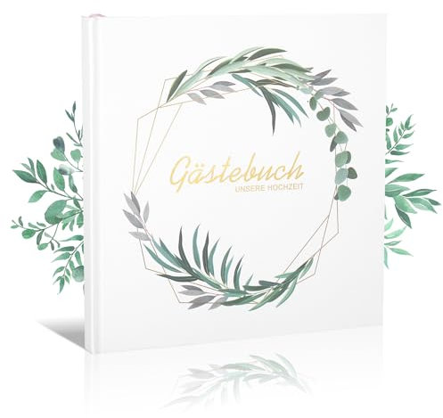 EUIOOVM Libro degli ospiti per matrimonio, libro degli ospiti con domande da riempire, 100 pagine doppie, libro degli ospiti di alta qualità per ricordi indimenticabili – Libro degli ospiti per