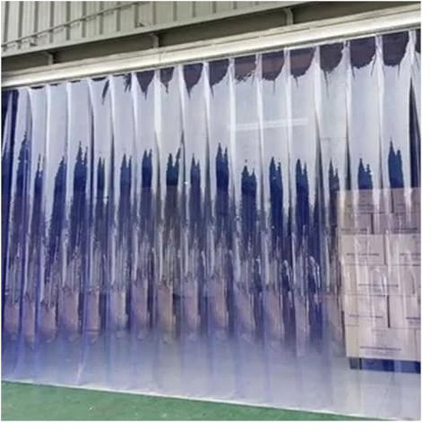 Transparenter Streifenvorhang aus Kunststoff, 1,2 mm dick, strapazierfähiger Streifenvorhang aus PVC-Vinyl für Schlafzimmer, Wohnzimmer, Balkon, Terrasse, anpassbar (Größe: 195 x 270 cm)