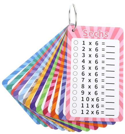 1x1 Lernkarten Multiplikation Spiel, 13 Blätter, Mathe Lernspiel | Dicker Karton, wiederverwendbar mit Marker, 15 x 9 cm, tragbar, für Zuhause, Schule und Einschulungsgeschenk