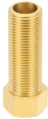 PATIKIL 1/2 Male to 1/2 Female Brass Pipe Extension Fitting Adapter, 2.8 Length Straight Thread NPS Hex Connector Pipe Fittings Bushing Converter