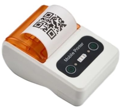 Yanmis Bluetooth-Belegdrucker, 58 Mm Kleiner WL-Thermodrucker mit Gezahnter Klinge, Tragbarer Mobiler Belegdrucker für Android, für Büro, Einzelhandel, Restaurant (orange weiß)