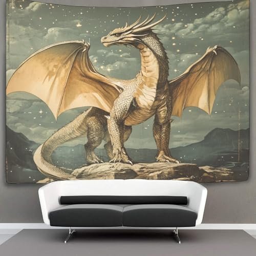 OSBELE Drache Wandteppich Wandtuch Wandbehang Tapestry Tapisserie Wanddekoration Vintage-Wissenschaftsillustration Wandkunst Wandtücher 180cmx230cm