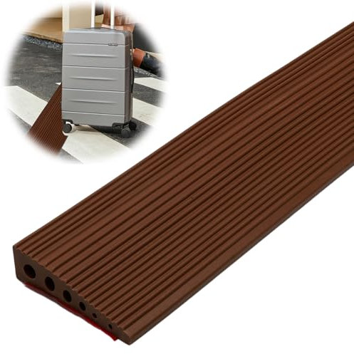 Rampa de umbral de 100 x 10 x 2,5 cm, rampa de umbral de puerta, rampa de PVC para silla de ruedas, rampa para silla de ruedas, andador o scooter eléctrico (marrón, 2,5)