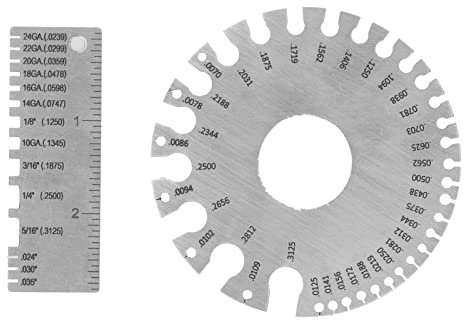 Jerliflyer Stainless Steel Wire Gauge Measuring Tool, Round Diameter Ruler for Woodworking and DIY Supplies Round gauge for woodworking