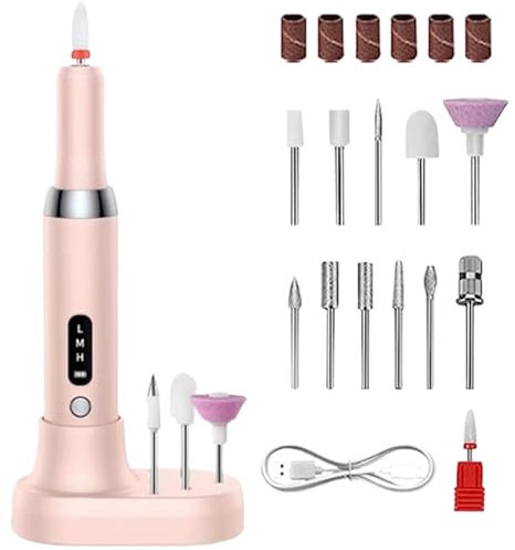 Oldmoom Kit de lime à ongles électrique pour femme, lime à ongles électrique - Kit de perceuse à ongles 3 modes, perceuse à ongles portable | Broyeur à ongles avec Base de chargement, perceuse à