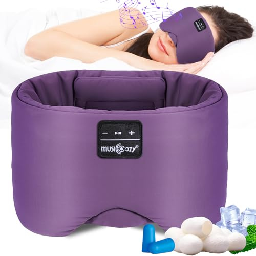 Musicozy Schlafmaske mit Bluetooth-Kopfhörern, 100 % Verdunkelung, Augenmaske, Kopfhörer für Männer und Frauen, weiche Schlaf-Kopfhörer, Bluetooth-Augenmaske zum Schlafen, Reisen, Entspannen, Yoga