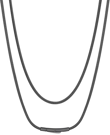Suplight Unisex Kette Charm Choker 2mm Edelstahl Schlangenknochen Halskette,41/46/51/56/61/66/71/76cm