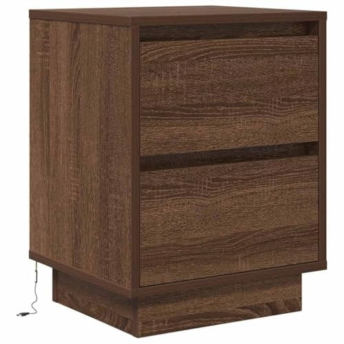 vidaXL Sängbord med LED-lampor brun ek 38x34x50 cm, nattduksbord, nattduksbord, sängbord, sängbord, sängskåp, sidobord för sovrum, ändbord