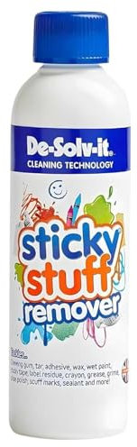 De-Solv It Sticky Stuff Remover - Multi-Surface Adhesive, Gum, and Stain Cleaner, Ideal for Vertical Surfaces, Removes Tar, Tape, Grime, Wax, Crayon, and More Blue - 250ml