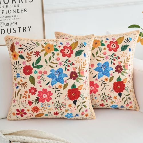 HZYKDWD Set mit 2 dekorativen Kissenbezügen, 50 x 50 cm, Boho, Ethno-Stil, Vintage, dekorative Kissenbezüge, 50 x 50 cm, doppelseitig, bedruckt, für Haus, Sofa, Wohnzimmer, Schlafzimmer