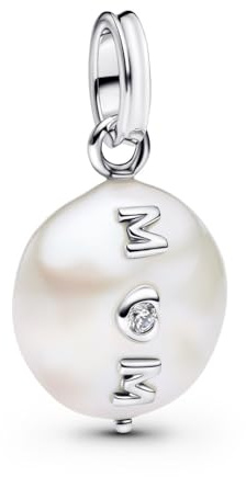 PANDORA Anhänger aus Sterlingsilber mit weißer Süßwasser-Zuchtperle und klarem Zirkonia, One size, Silberfarben