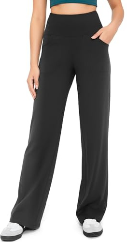 Yogaration Pantalon Femme Large Taille Haute | Pantalon Large Femme avec Poches, Tissu Extensible pour Fitness, Pilates, Sport et Quotidien