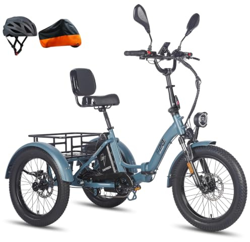 Fafrees F20 Mate Electric Bike Tricycle, 48V/23.45AH Battery, Folding Electric Cargo Trike for Adult Senior, Power Assist 120KM
