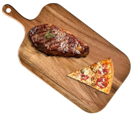 Planche à Découper en Bois | Plateau Charcuterie en Bois avec Poignée - Plateau De Service Recto Verso Pour Steak Usage Pro Et Extérieur Restaurant