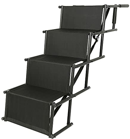 Faltbare Hundetreppe Auto, 4 Stufen, Leichte Kletterleiter für Hunde und Katzen hundetreppe große Hunde (Schwarz, 139x76cm, 4)
