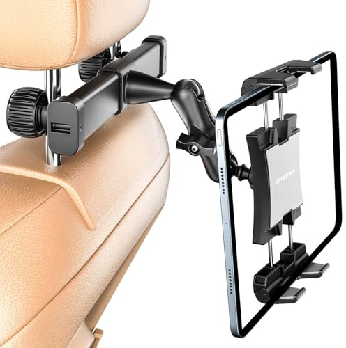 OHLPRO Tablet Halterung Auto Kopfstütze [Kugelgelagerte Arm+Metall Faltklemme] Universelle KFZ Tablethalterungen Reise Zubehör Kinder Kompatibel mit Alle 5-13 Zoll iPad Handys Switch Sumsung