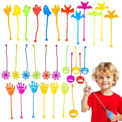 VONJUMA 30 Pcs Klebrige Hände Sticky Hands Spielzeuge Gadget Geburtstag Geschenk Party Für Kinder Geisterhand Kürbis Fledermaus Phantom Spinnennetz Formen Geeignet Für Halloween Partys