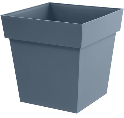 EDA - Square Tuscan Flower Pot 50 cm - Volume 87 L - 49.5 x 49.5 x H.52.5 cm - Blue Jean