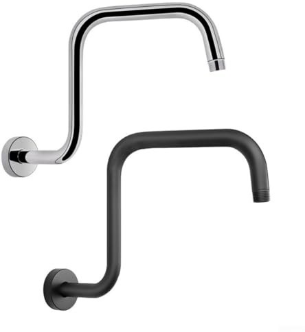 Braccio doccia con finitura cromata per soffione doccia a pioggia, staffa di estensione in acciaio inox da 32,5 cm con flangia, connettore G1/2 tubo di supporto resistente (argento)