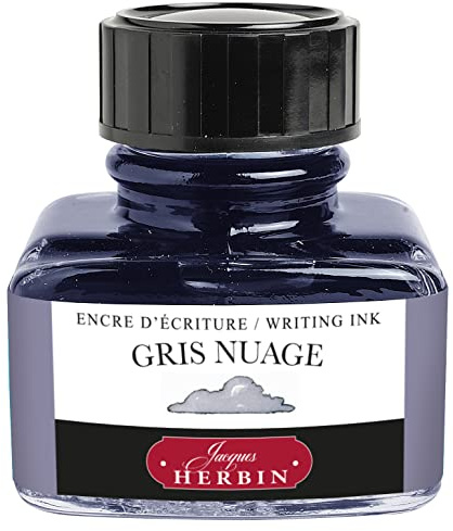 Jacques Herbin 13008T - One 30 ml Bottle of Ink for Fountain pens and Rollerball pens, Gris Nuage/Cloud Grey Colour - Made in France - Calligraphy, Writing