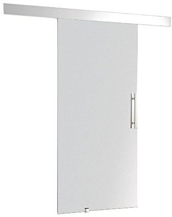 HOMCOM Glasschiebetür Schiebetür Tür Zimmertür mit Griffstange einseitig satiniert 77,5 x 205 cm