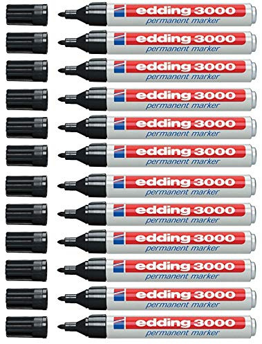 Edding 3000 Permanentmarker (12er-Pack, Schwarz)