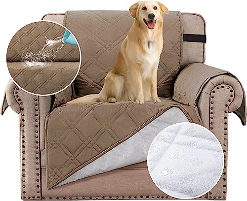 BellaHills 100% wasserdichte Stuhlhussen für Wohnzimmer, Sesselbezüge für Hunde/Haustiere, Leder, Couchbezug, Möbel, Stuhlschutz mit rutschfestem Band, maschinenwaschbar (Stuhl 53,3 cm, Taupe)