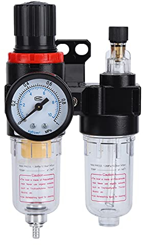 Druckluft Druckregler Luftfilter, Druckluftkompressor Filter mit Manometer Wartungseinheit 1/4 Druckminderer Kompressor Gasflasche Pneumatischer Wasserabscheider Pneumatische Regler Gas Prozessor