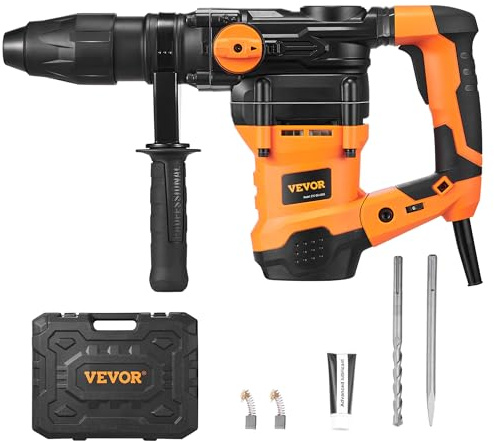 VEVOR 1-9/16 Inch SDS-Max Rotary Hammer Drill, 13Amp Corded Drills, Heavy Duty Chipping Hammers w/Vibration Control & Safety Clutch, Electric Demolition Hammers Variable Speed, Power Tool For Concrete