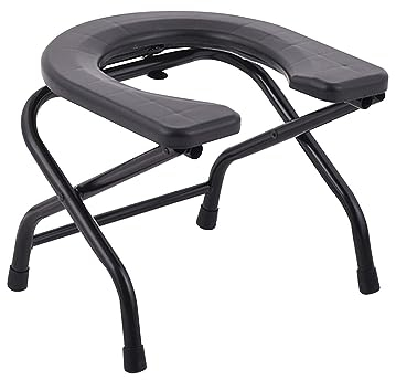 Milageto Chaise Percée Toilette,Chaise Pot de Chambre Adulte Pliable, Accoudoir Toilette Personne âgée Antidérapants,Capacité Portante élevée,Siège de Toilette pour Personnes âgées,Handicapées,30CM