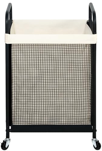 STO STO Laundry Hamper, 90L Rolling Laundry Sorter Cart with Removable and Washable Liner Bag, Clothes Hamper with Wheels and Metal Handle for Laundry Room and Bedroom