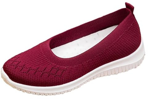 WDRHC Dam Slip on träningsskor atletiska löparskor sport promenadsneakers lätta tennisskor, Röd, 39.5 EU