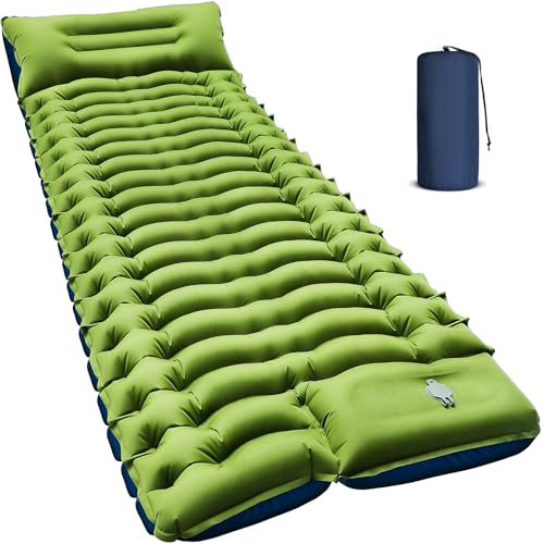 Yuzonc Matelas de Camping Matelas autogonflant ultraléger avec Oreiller et Pompe à Pied intégrée Matelas de Camping Gonflable Portable et Compact pour Le Trekking en Plein Air