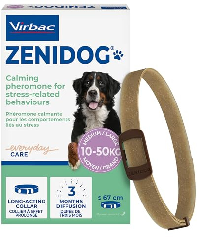 Virbac Zenidog Calming Collar for Medium & Large Dogs - Anxiety Relief | Calming dog collar releasing appeasing pheromones to help ease stress, anxiety & fear; fits medium to large dogs