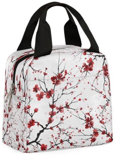 Lonchera japonesa con flores de cerezo para mujer, bolsa térmica a prueba de fugas, organizadora, para niños, niñas, hombres, adultos, escuela, trabajo, picnic, viajes