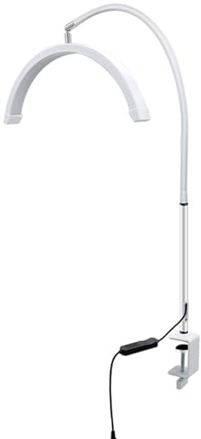 Bewinner 16 Zoll LEDSchönheitslampe, 20 W verstellbare Schreibtischklemme mit 360°-Schlauch, 3 Farbtemperaturen, 10 Helligkeitsstufen für Wimpernverlängerungen, Nagel-Make-up (WHITE)