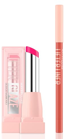 Mrs Hinch's Approved Maybelline Lifter Lip Duo; Lifter Glaze Lip Oil Balm in Shade Rose Bite and Lifter Liner Lip Liner with Hyaluronic Acid in Shade Out of Line