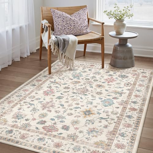 PureCozy Washable Area Rug 80x150cm for Entryway Carpet, Multicolour | Non Slip, Low Pile, Hallway, Kitchen, Bedroom, Living Room, Lounge, Dining Room, Office