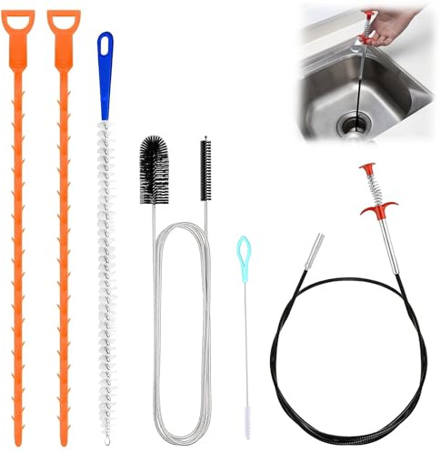 Tmefoy 6 Stück Abflussreiniger Spirale, Abflussreiniger Sticks, Abflussbürste, Rohrreinigungsbürste, Krallengreifer, rohrreiniger geeignet für Küche Bad Abwasserkanäle