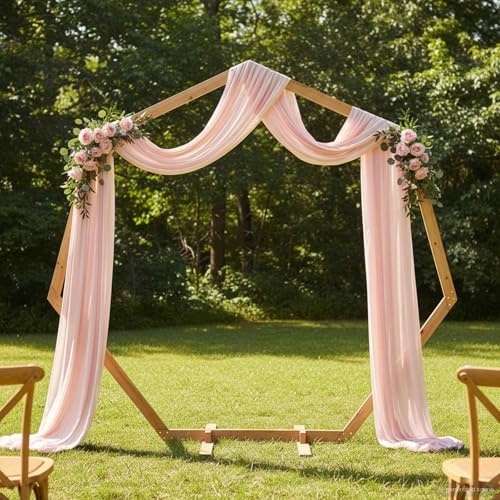 Bröllopsbåge ljusbrunt massivt trä furu 221 x 92 x 216 cm fristående trädgårdsbåge pergola spaljé lövgång för terrass balkong dekoration och insynsskydd
