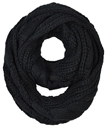 TrendsBlue® Premium invierno cálido de punto Twist infinito círculo bufanda – varios colores - negro -
